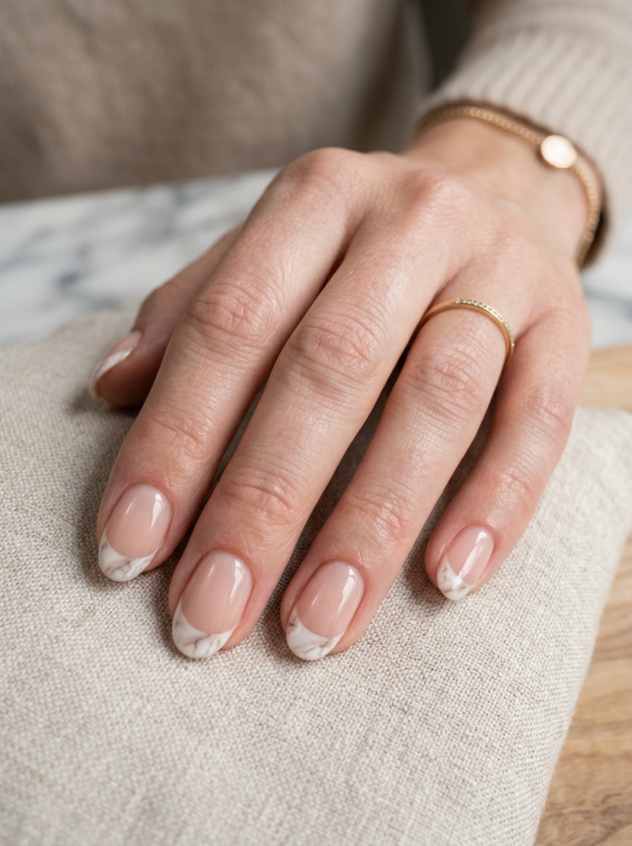 Marble French Nails als Marmor Nägel Ideen Inspiration 2026